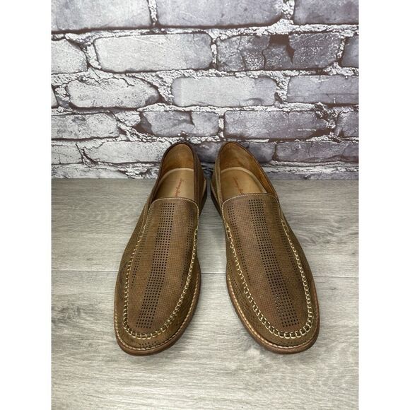 Tommy Bahama Felton Tan Brown Leather Perforated Casual Loafers Men 11M US/44EU - Picture 16 of 16